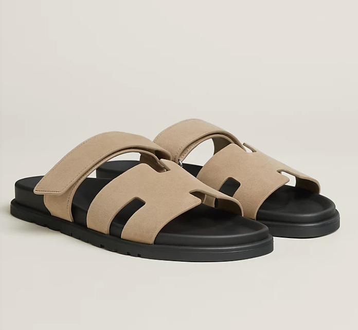 Hermès Chypre Men’s Sandals Beige Sable Suede