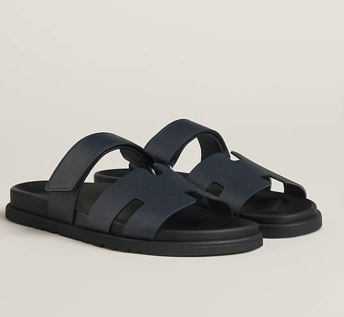 Hermès Chypre Men’s Sandals Marine Epsom Calfskin