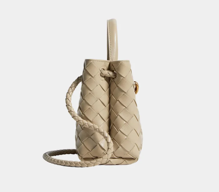 Bottega Veneta Mini Andiamo Intrecciato Bag Ecru