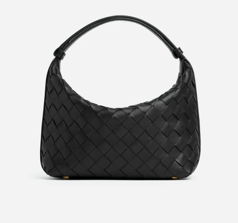 Bottega Veneta Wallace Intrecciato Leather Shoulder Bag Black