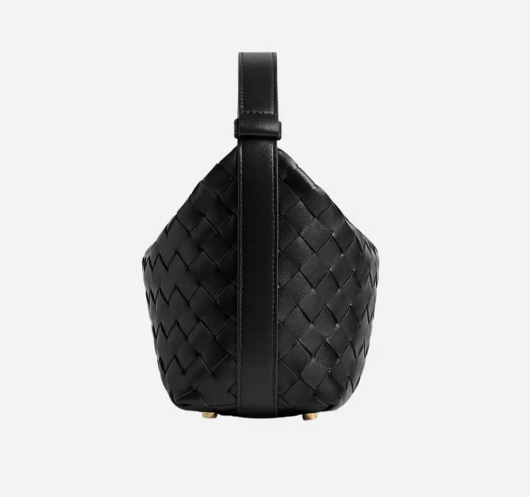 Bottega Veneta Wallace Intrecciato Leather Shoulder Bag Black