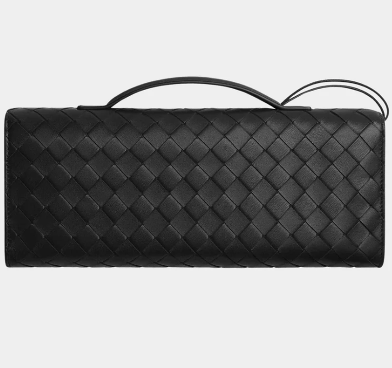 Bottega Veneta Andiamo Intrecciato Top Handle Clutch Black
