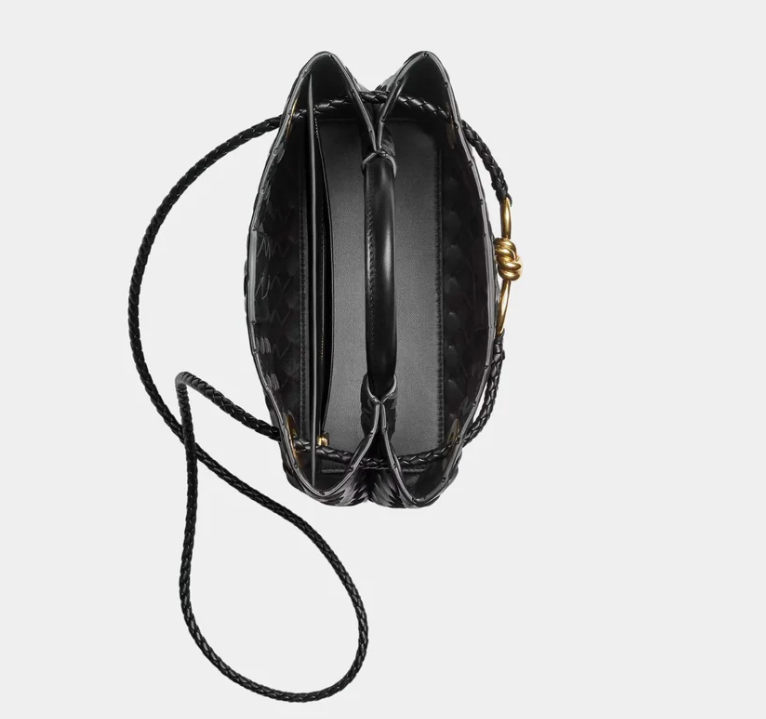 Bottega Veneta Small Andiamo Intrecciato Bag Black