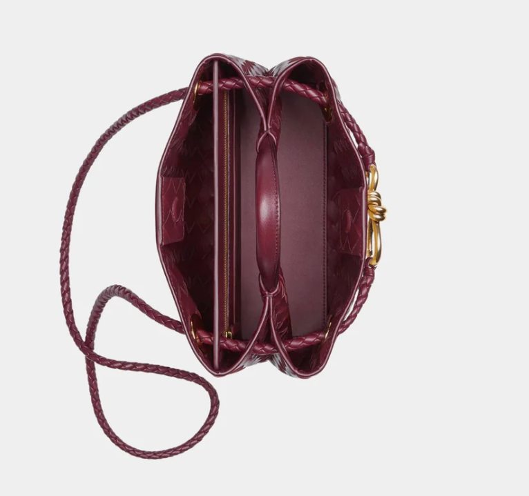 Bottega Veneta Small Andiamo Intrecciato Bag Barolo Red