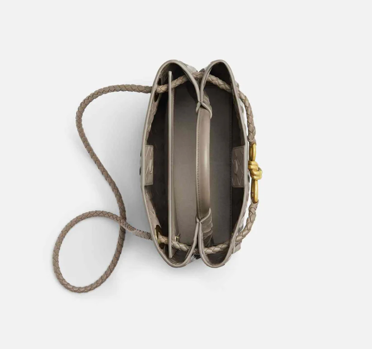 Bottega Veneta Small Andiamo Intrecciato Bag Limestone