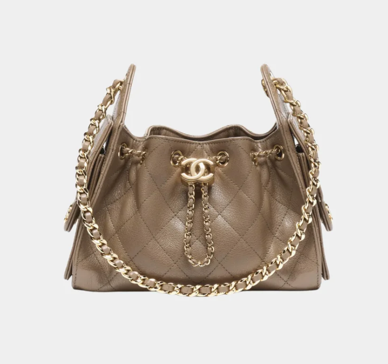 Chanel 25 Mini Handbag Dark Khaki Grained Calfskin