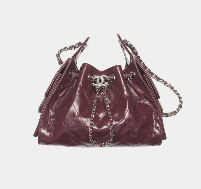 Chanel 25 Mini Handbag Burgundy Shiny Crumpled Calfskin