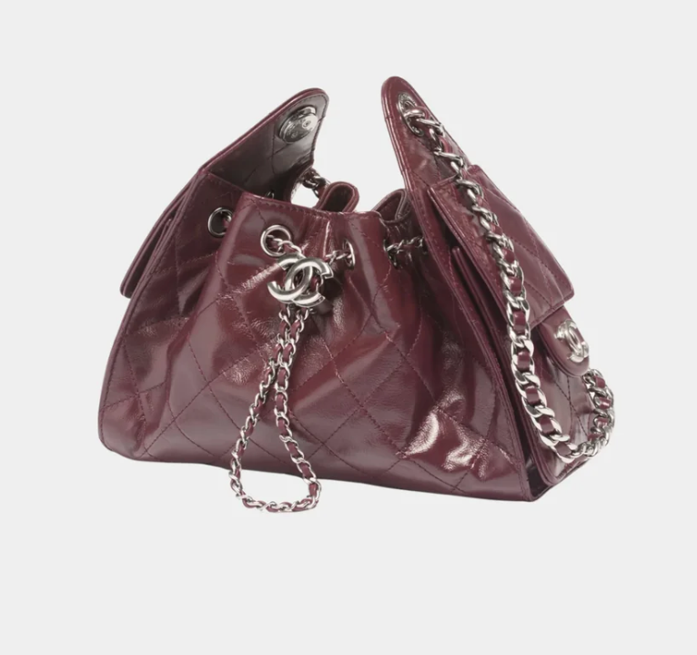 Chanel 25 Mini Handbag Burgundy Shiny Crumpled Calfskin
