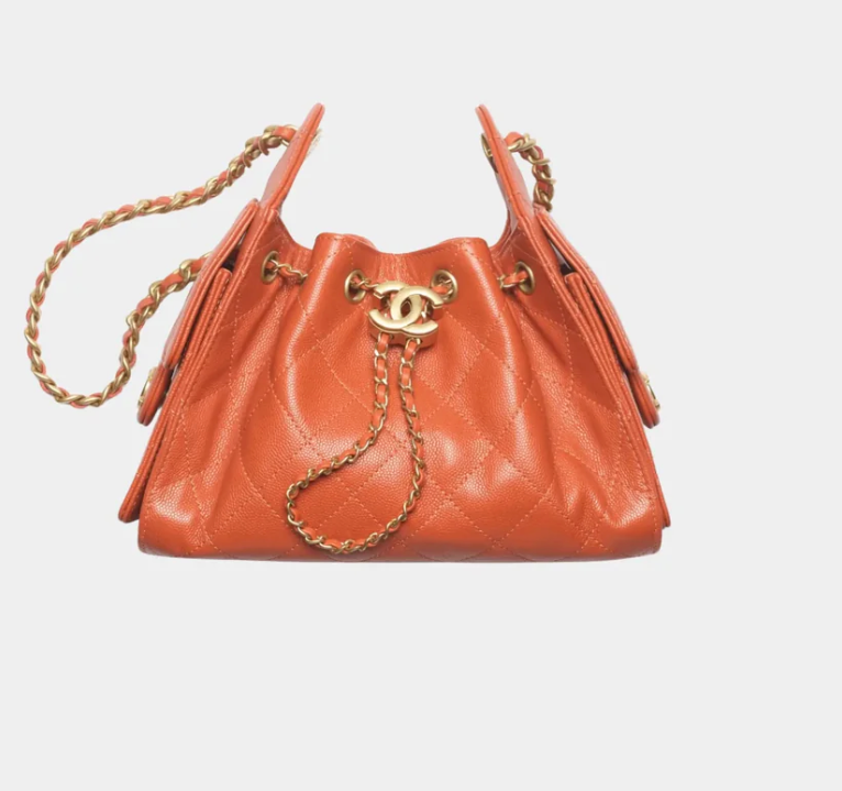 Chanel 25 Mini Handbag Dark Orange Grained Calfskin