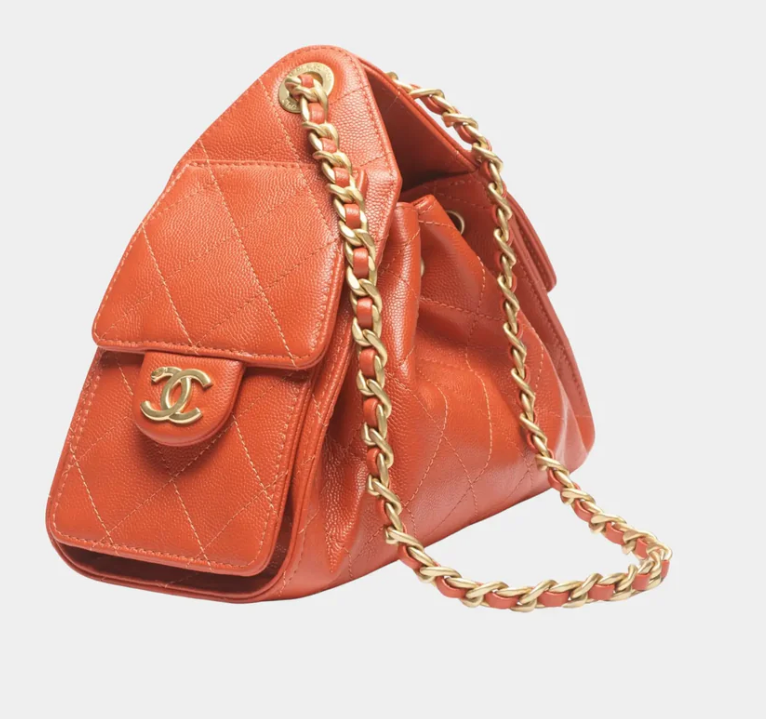 Chanel 25 Mini Handbag Dark Orange Grained Calfskin