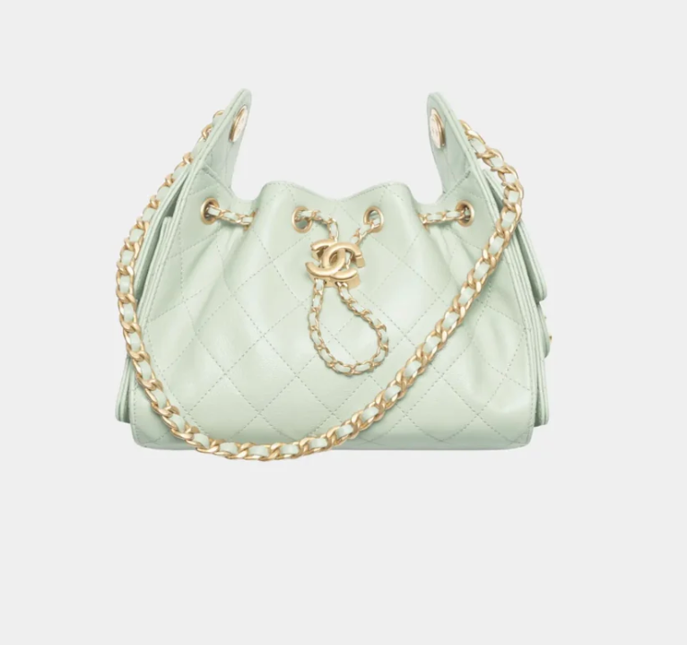 Chanel 25 Mini Handbag Grained Calfskin in Light Green