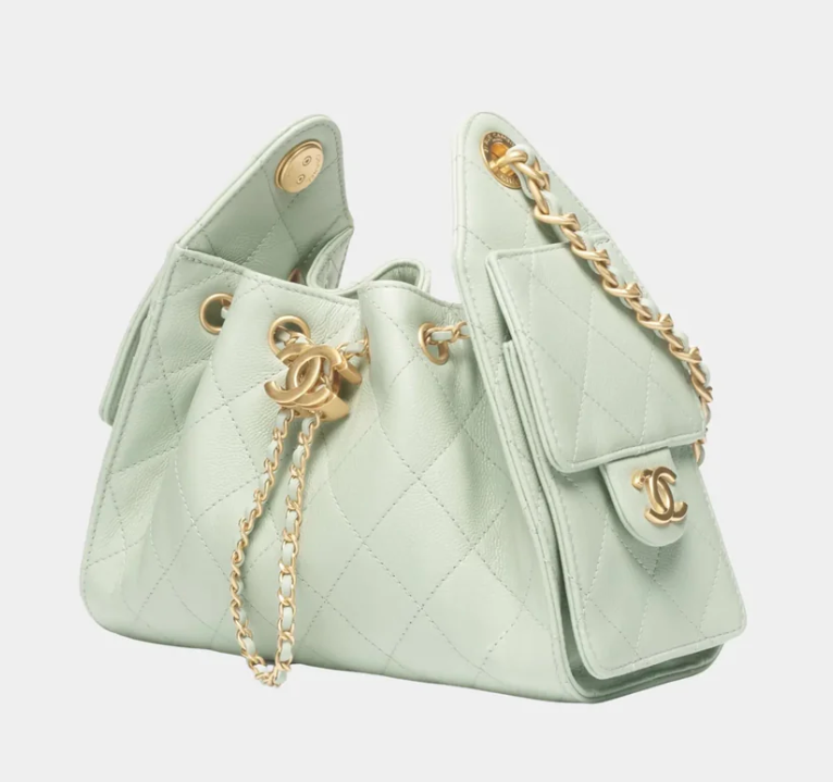 Chanel 25 Mini Handbag Grained Calfskin in Light Green