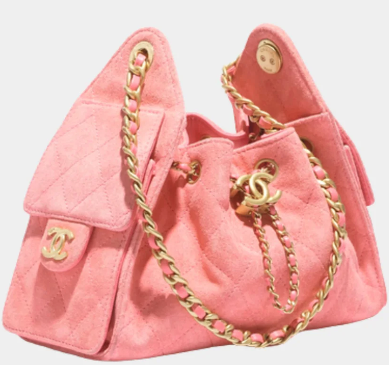 Chanel 25 Mini Handbag Purple Suede Calfskin in Pink