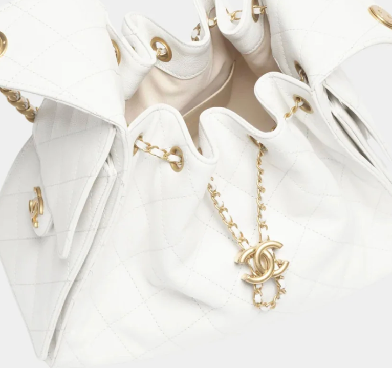 Chanel 25 Small Handbag White Calfskin