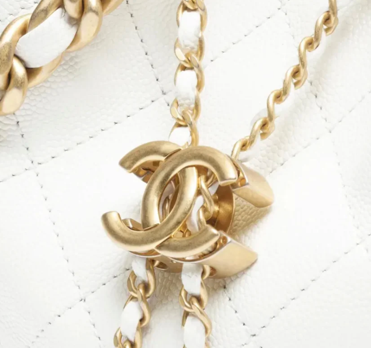 Chanel 25 Small Handbag White Calfskin
