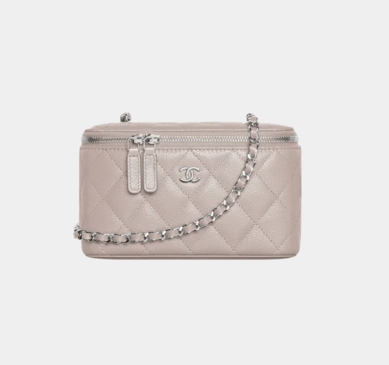 Chanel Classic Long Vanity Bag Beige Grained Calfskin