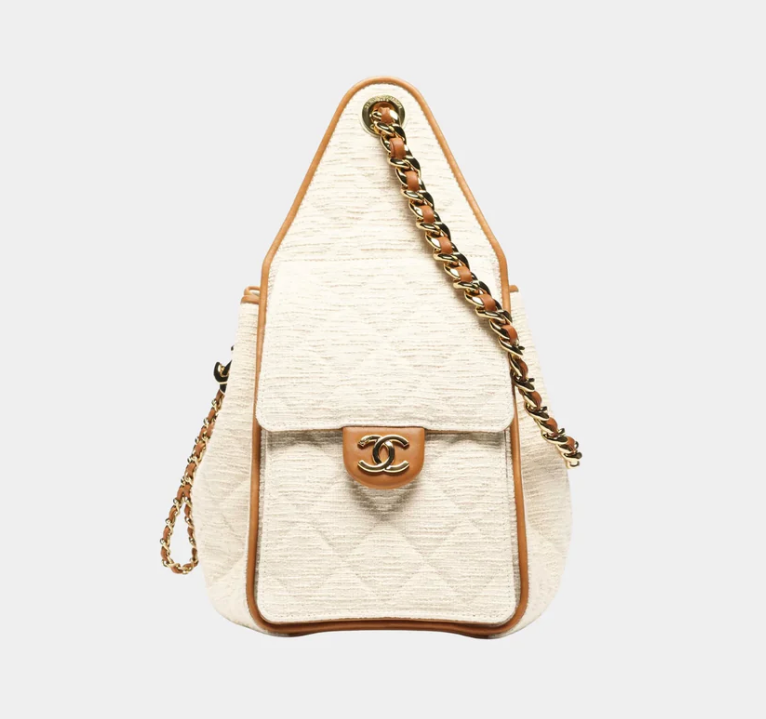 Chanel 25 Small Handbag Canvas & Calfskin Ecru
