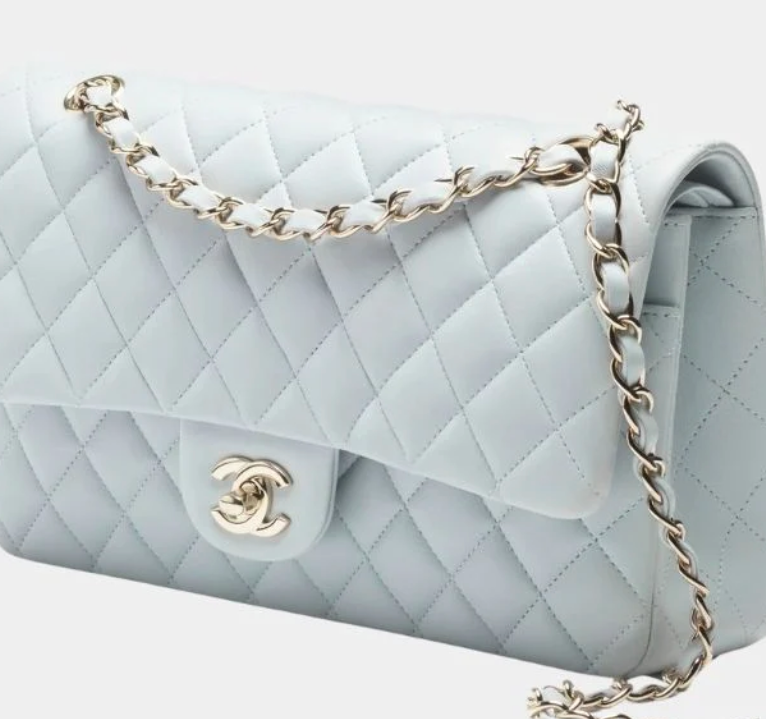 Chanel Classic 11.12 Handbag Light Blue Quilted Leather