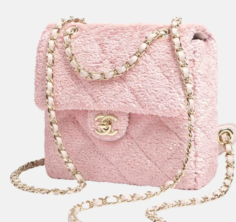Chanel Pink Sequin Backpack with Gold Hardware