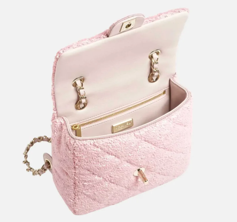 Chanel Pink Sequin Backpack with Gold Hardware