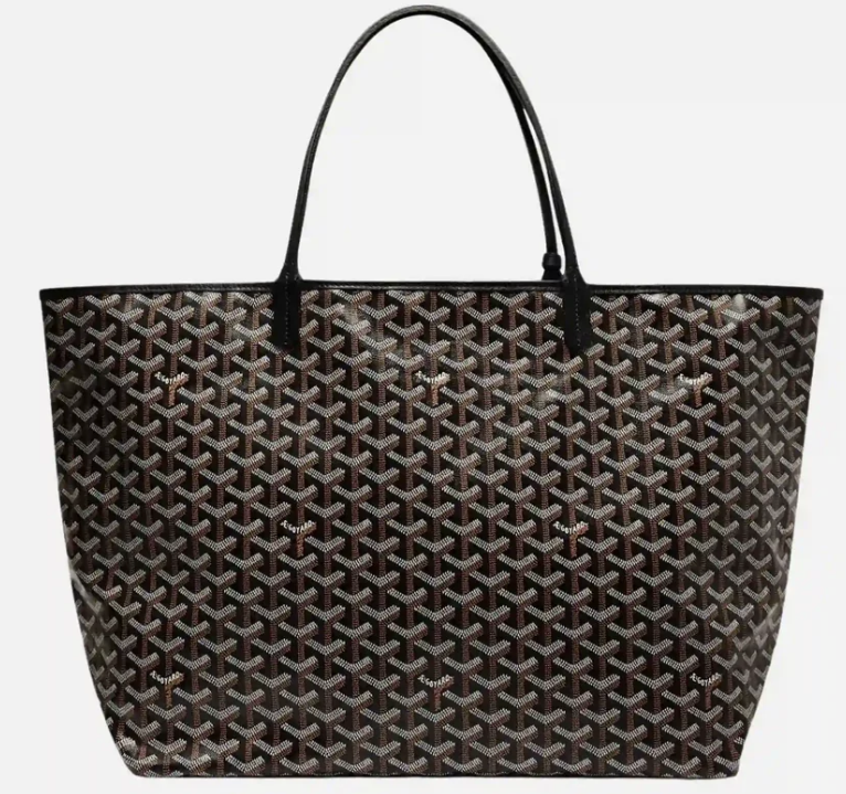 Goyard Saint Louis GM Tote Bag Black & Tan Goyardine