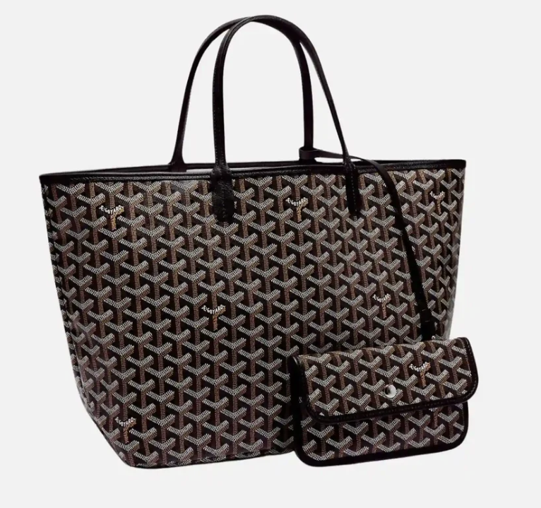 Goyard Saint Louis PM Tote Bag Black & Tan Goyardine