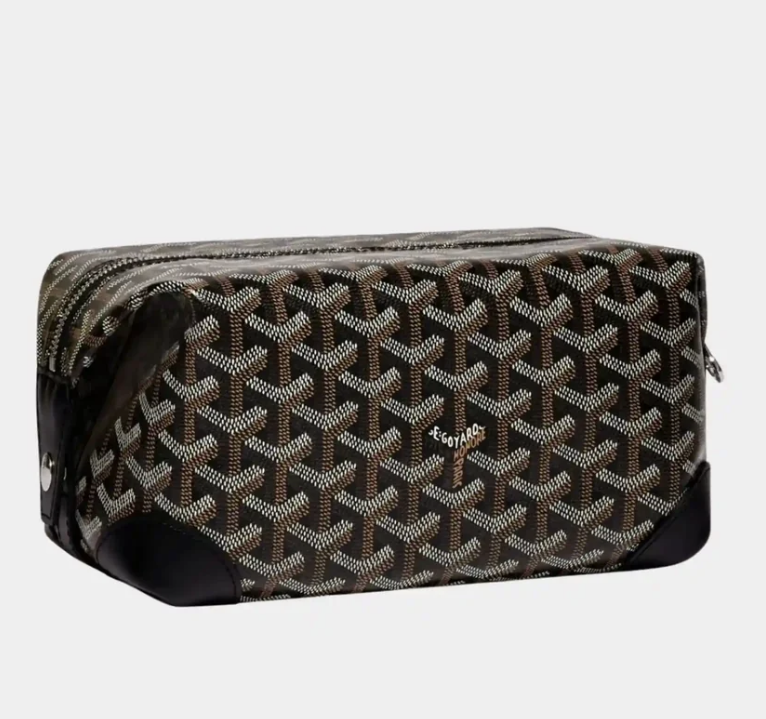 Goyard Bowling 25 Toiletry Bag Black & Tan Goyardine