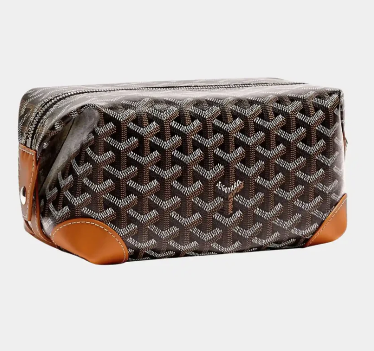 Goyard Bowling 25 Toiletry Bag Black and Tan Goyardine