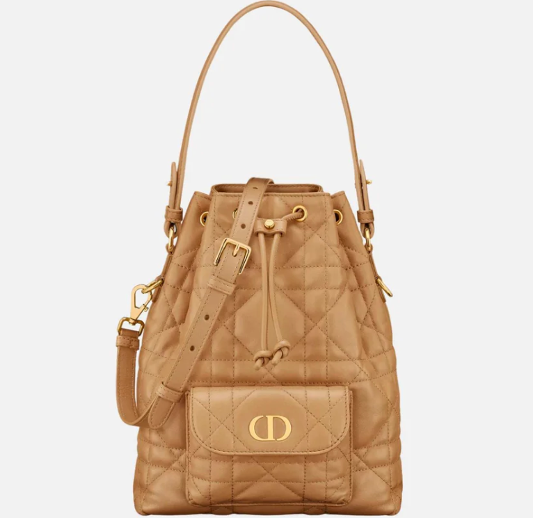 Light Gold Dior Small Caro Bucket Bag
