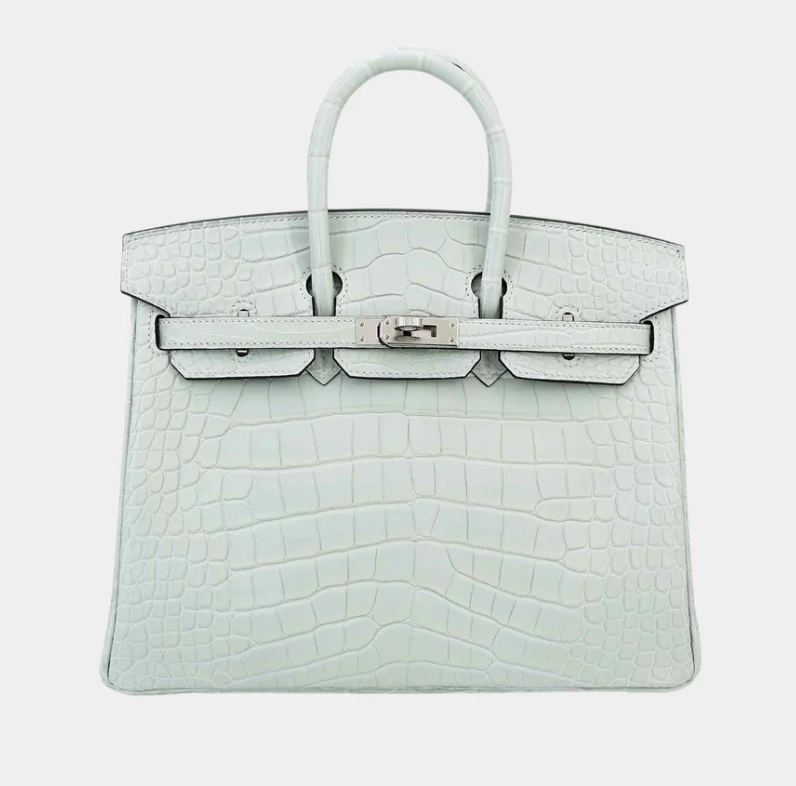 Hermès Birkin 25 Matte Alligator Gris Neve PHW