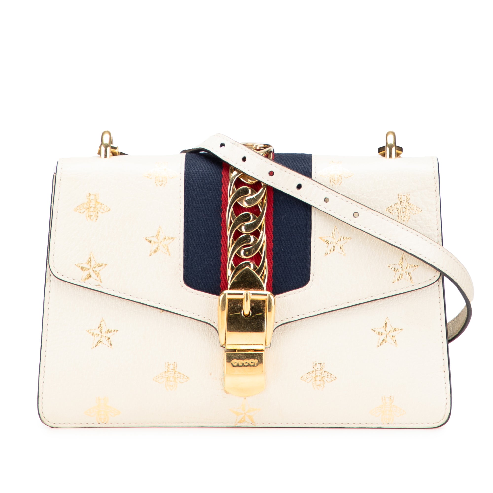 Gucci Small Leather Bee Star Sylvie Satchel