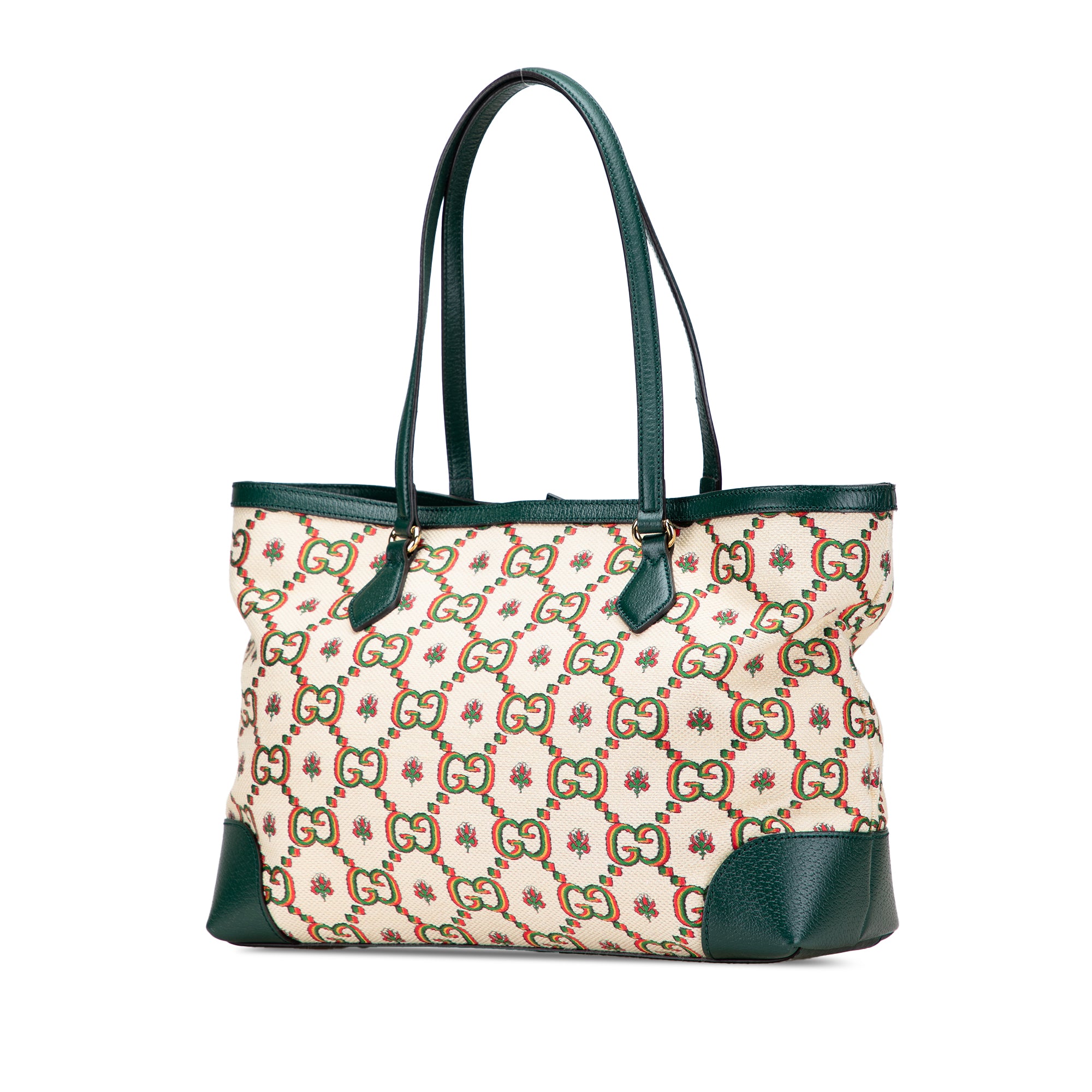 Gucci 100th Anniversary Medium GG Canvas Embroidered Flower Ophidia Tote