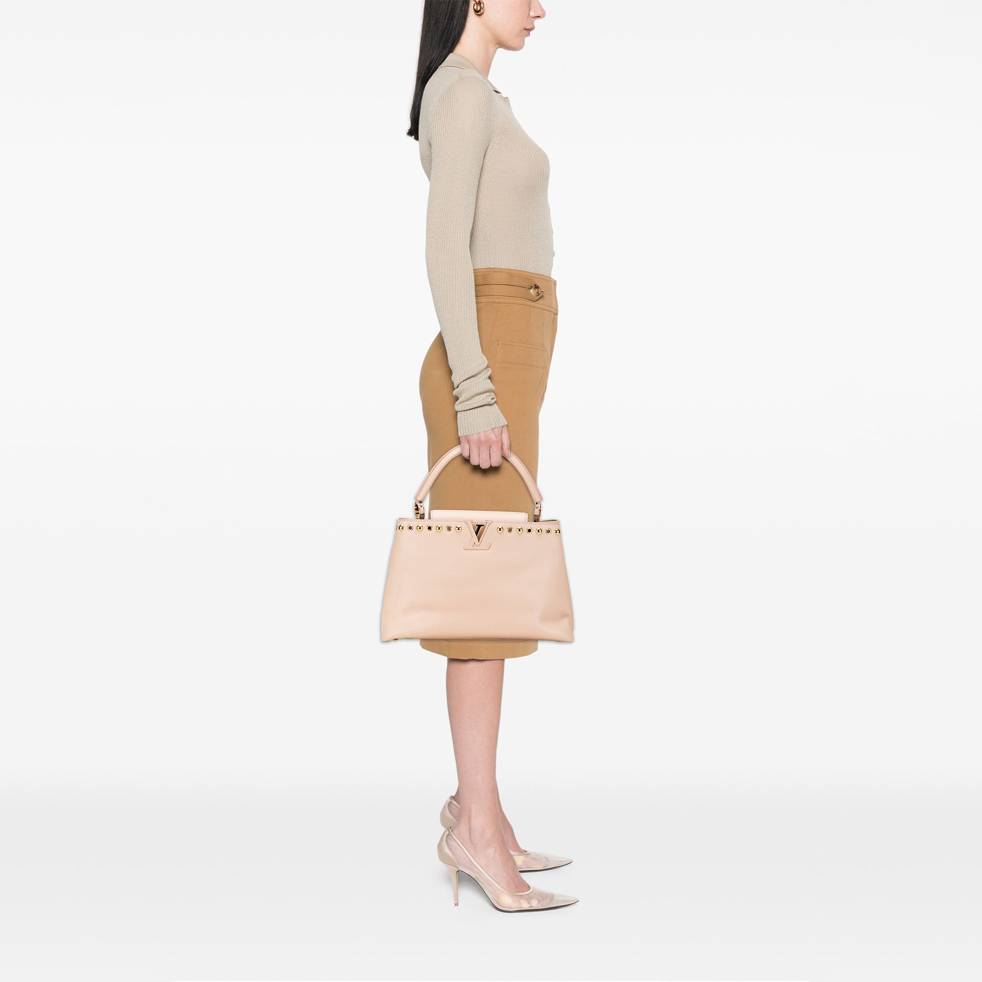 Louis Vuitton Taurillon Studdy Capucines MM
