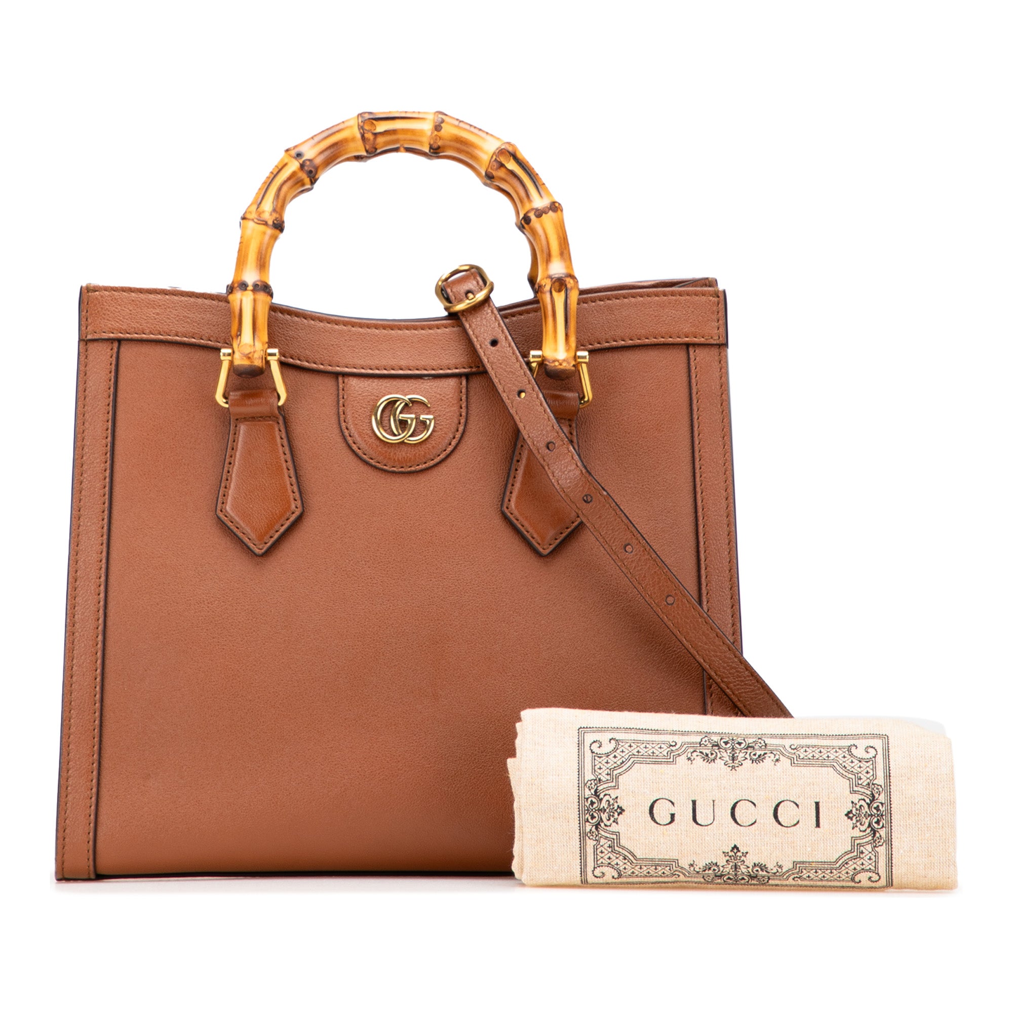 Gucci Small Leather Bamboo Diana Satchel
