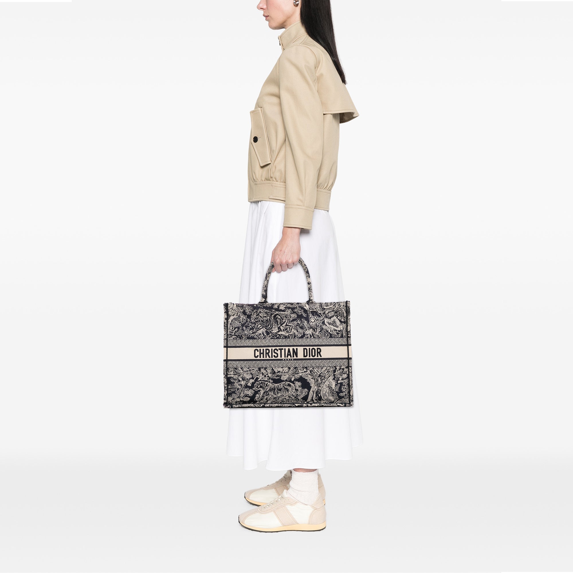 Dior Large Canvas Toile de Jouy Reverse Embroidered Book Tote