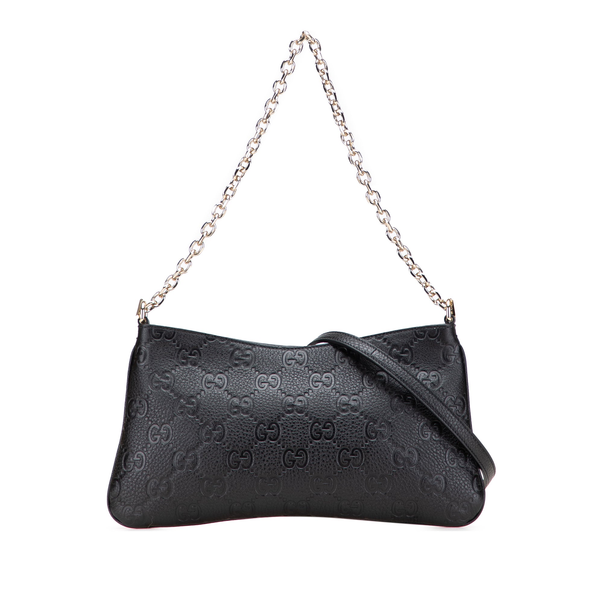 Gucci Medium GG Emblem Embossed Leather Shoulder Bag
