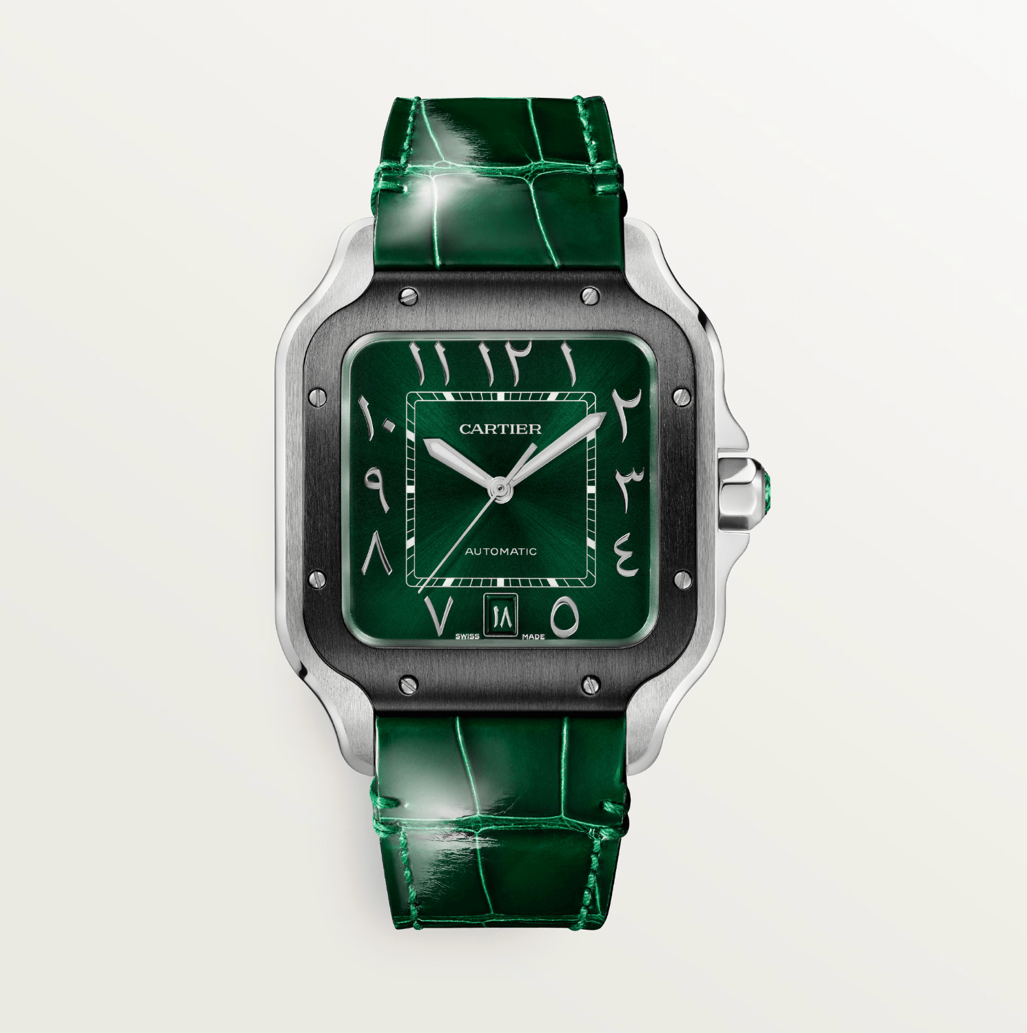 Cartier Santos de Cartier Large ADLC Green Dial Automatic Watch - The Boutique