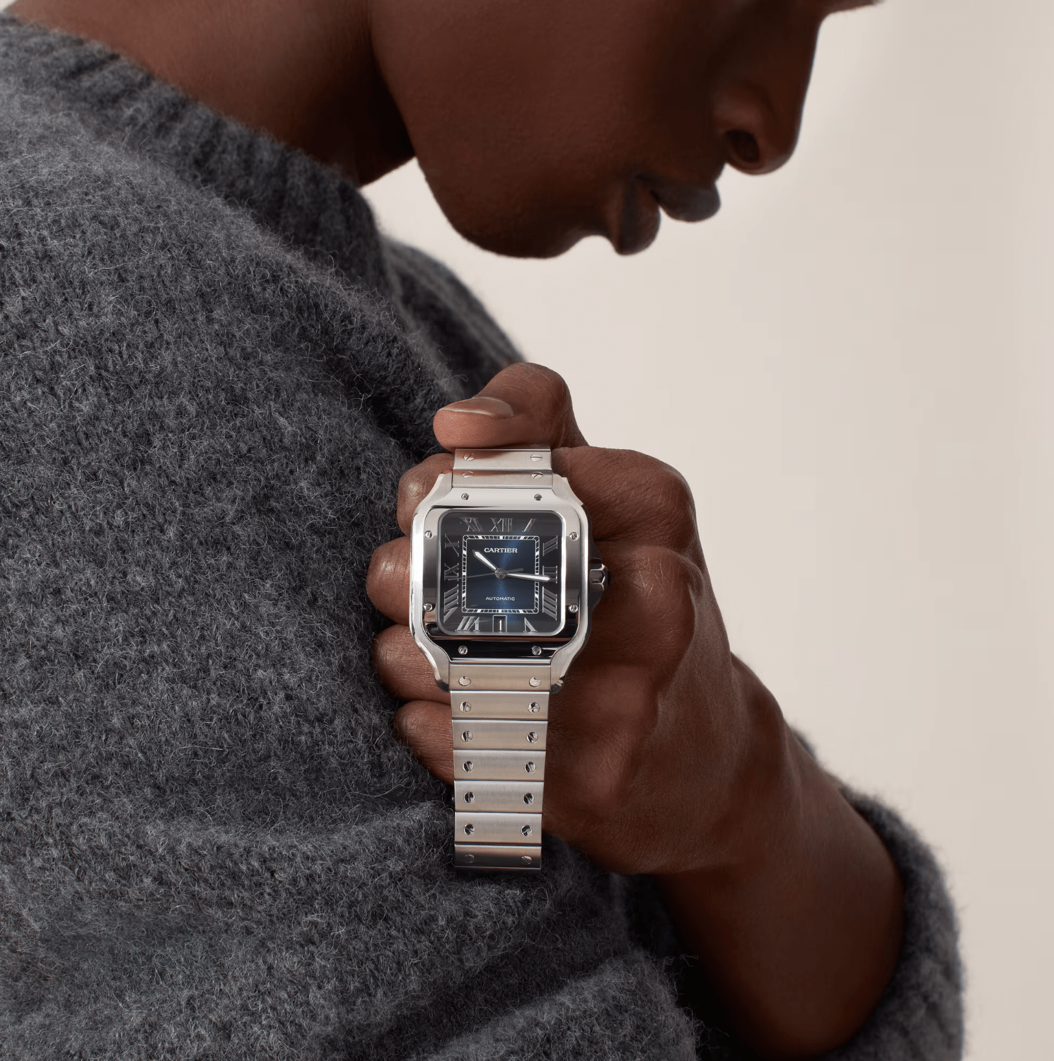 Cartier Santos de Cartier Large Model Blue Dial Automatic Watch - The Boutique