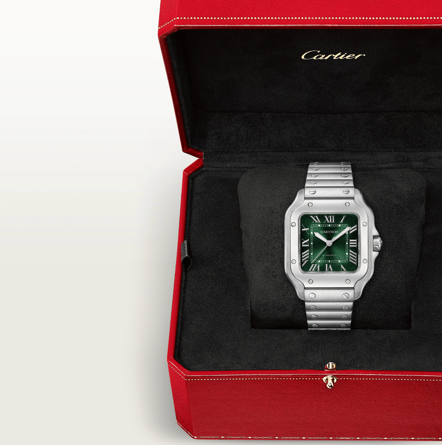 Cartier Santos de Cartier Medium Model Green Dial Automatic Watch - The Boutique