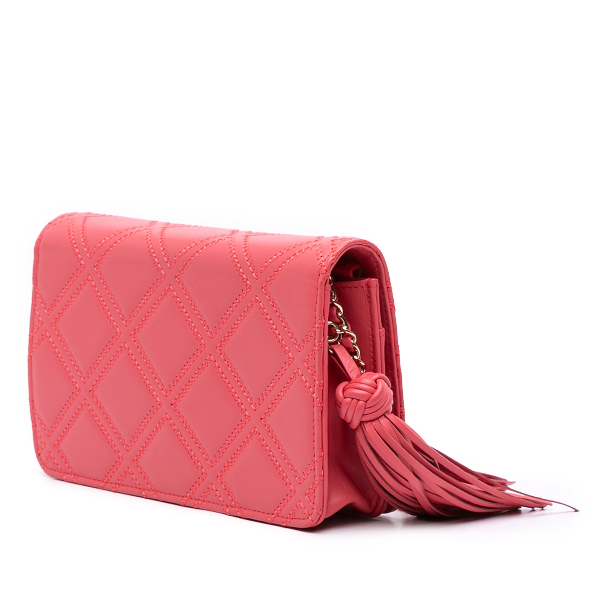 Chanel CC Quilted Lambskin Double Stitch Tassel Wallet On Chain - The Boutique