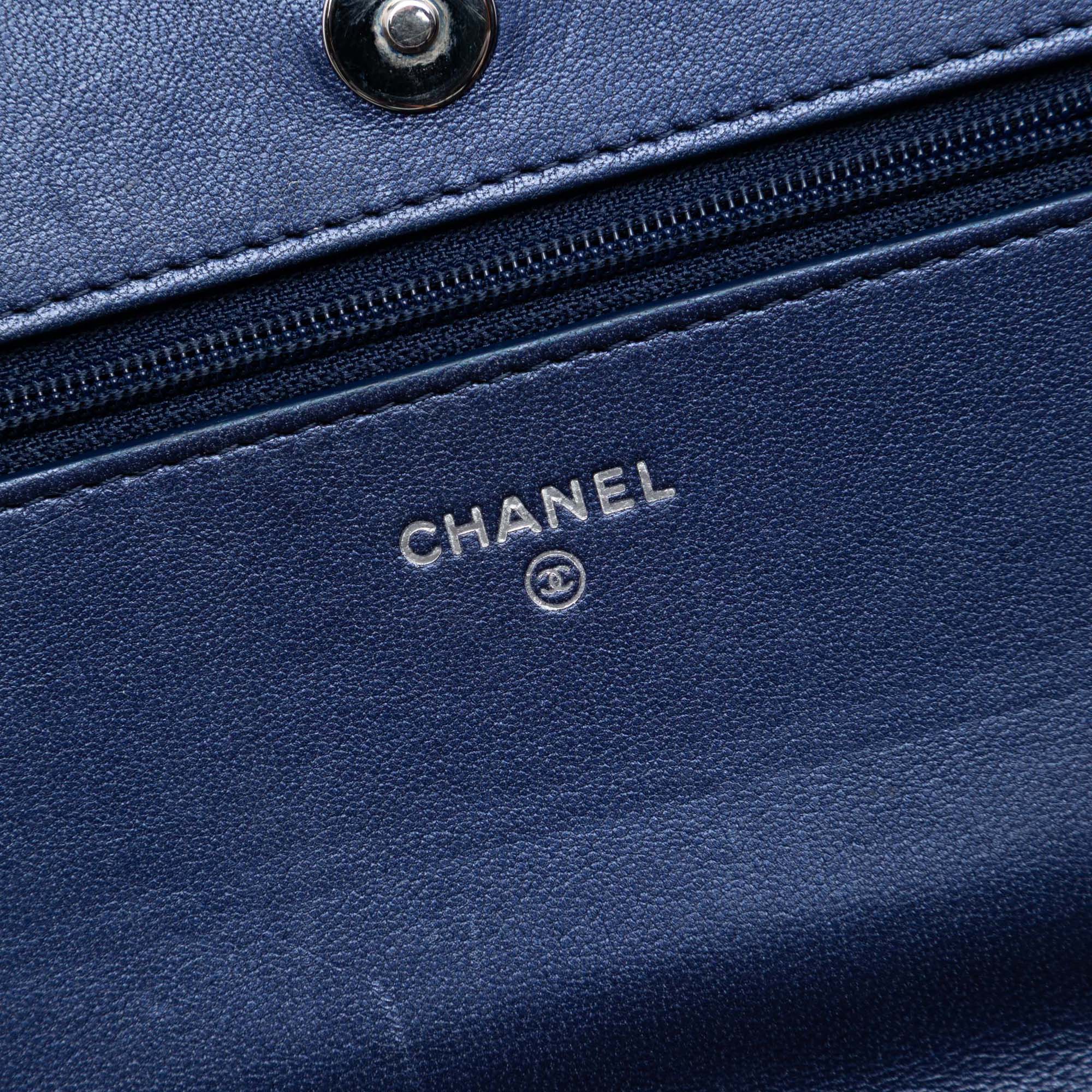 Chanel Chevron Sheepskin Mademoiselle Vintage Wallet On Chain - The Boutique