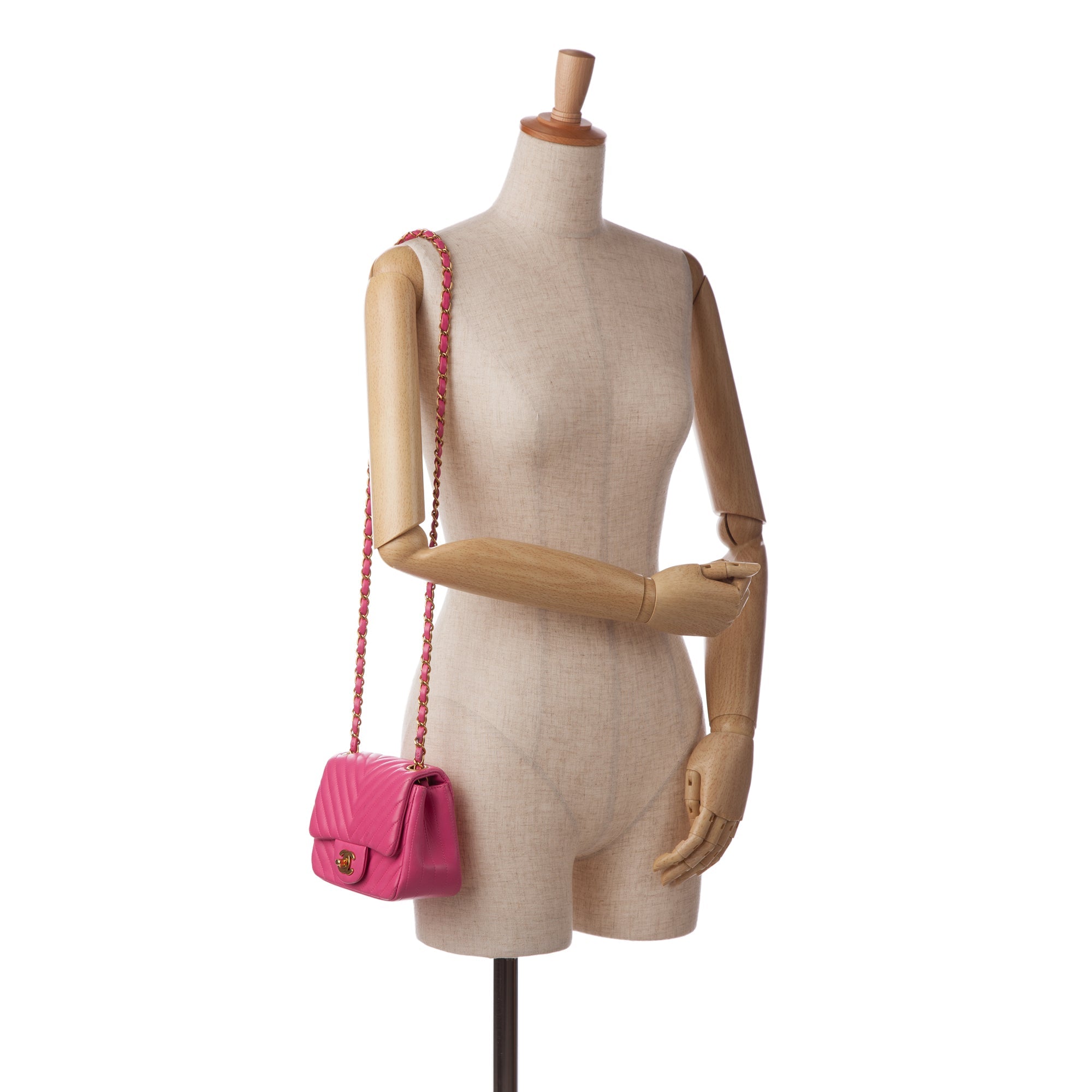 Chanel Mini Square Classic Chevron Lambskin Single Flap - The Boutique