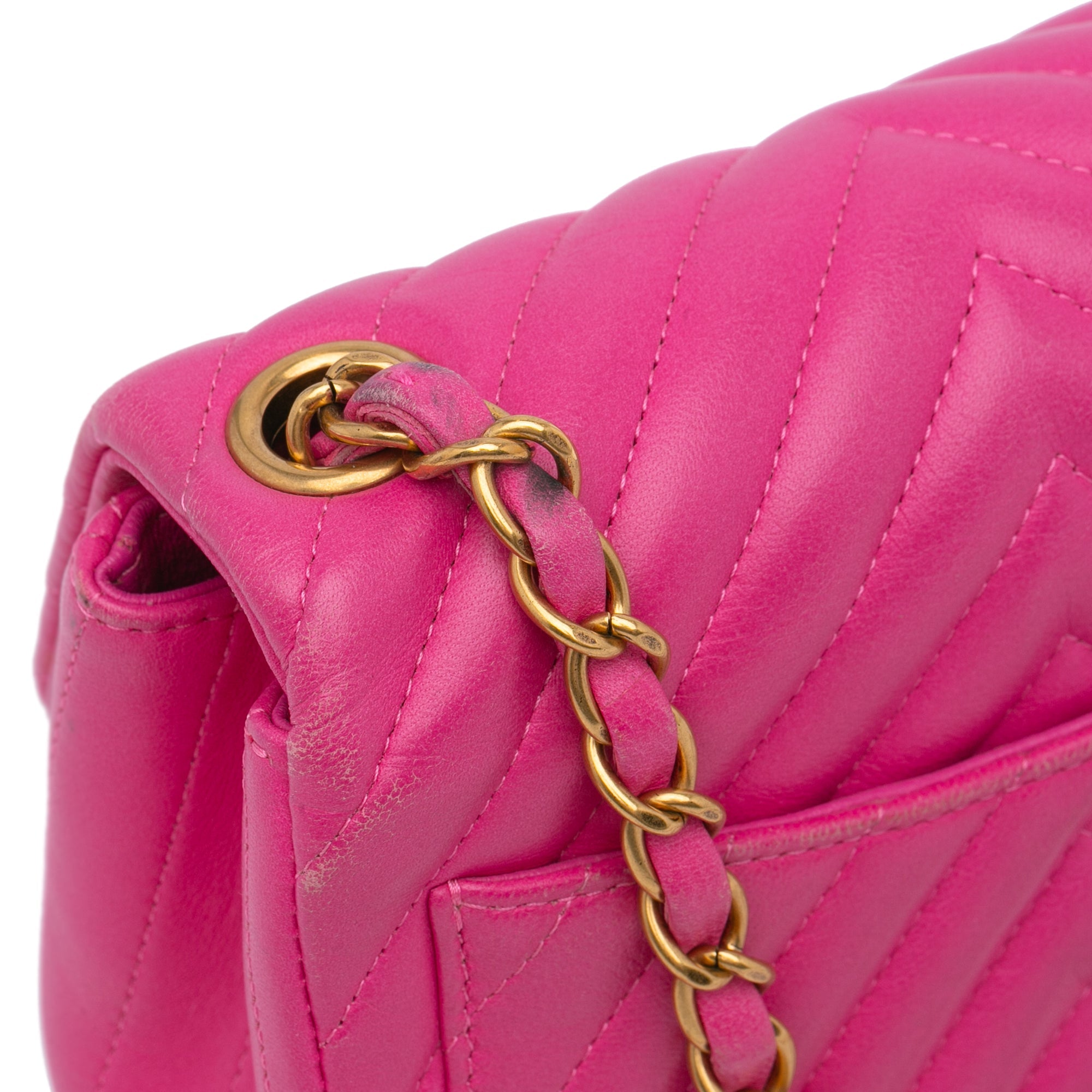 Chanel Mini Square Classic Chevron Lambskin Single Flap - The Boutique