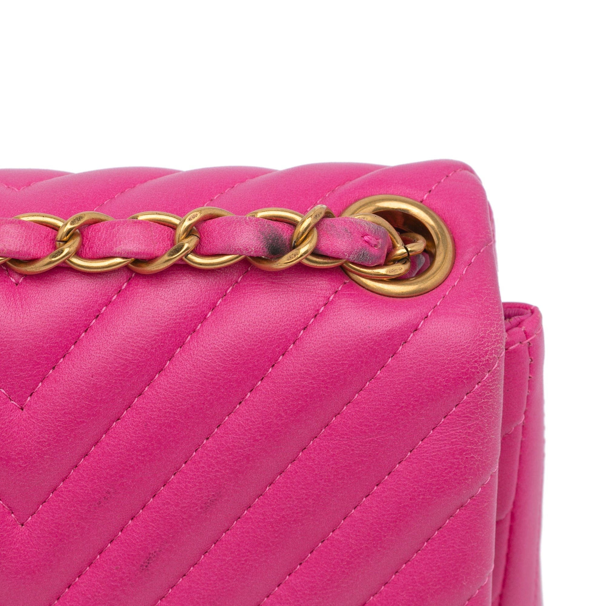 Chanel Mini Square Classic Chevron Lambskin Single Flap - The Boutique