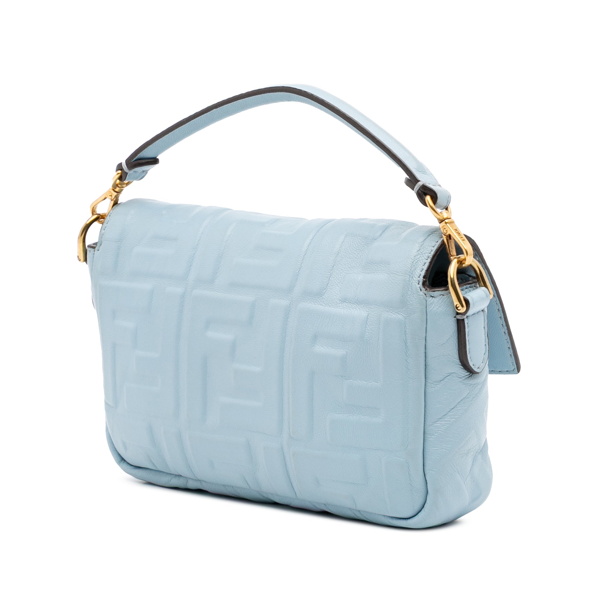 Fendi Mini Zucca Embossed Leather Baguette Satchel - The Boutique