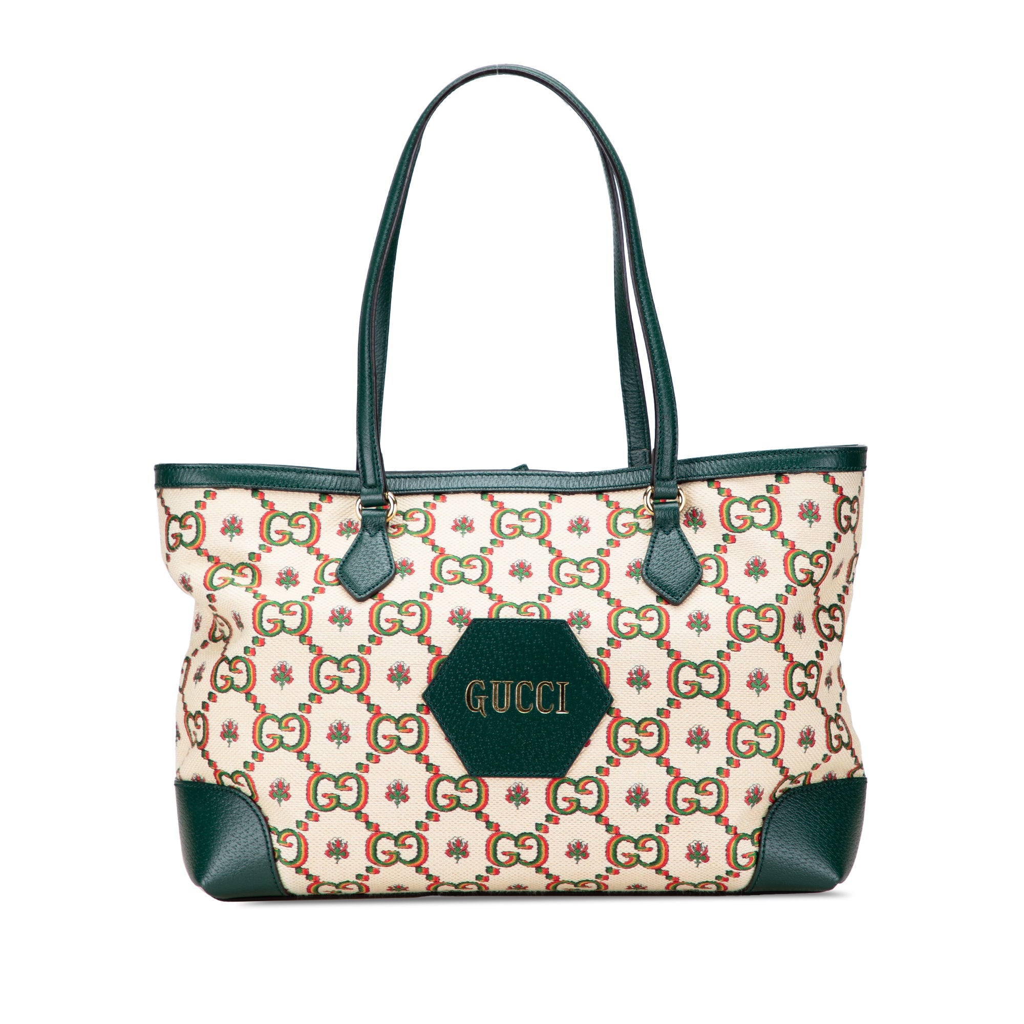Gucci 100th Anniversary Medium GG Canvas Embroidered Flower Ophidia Tote - The Boutique