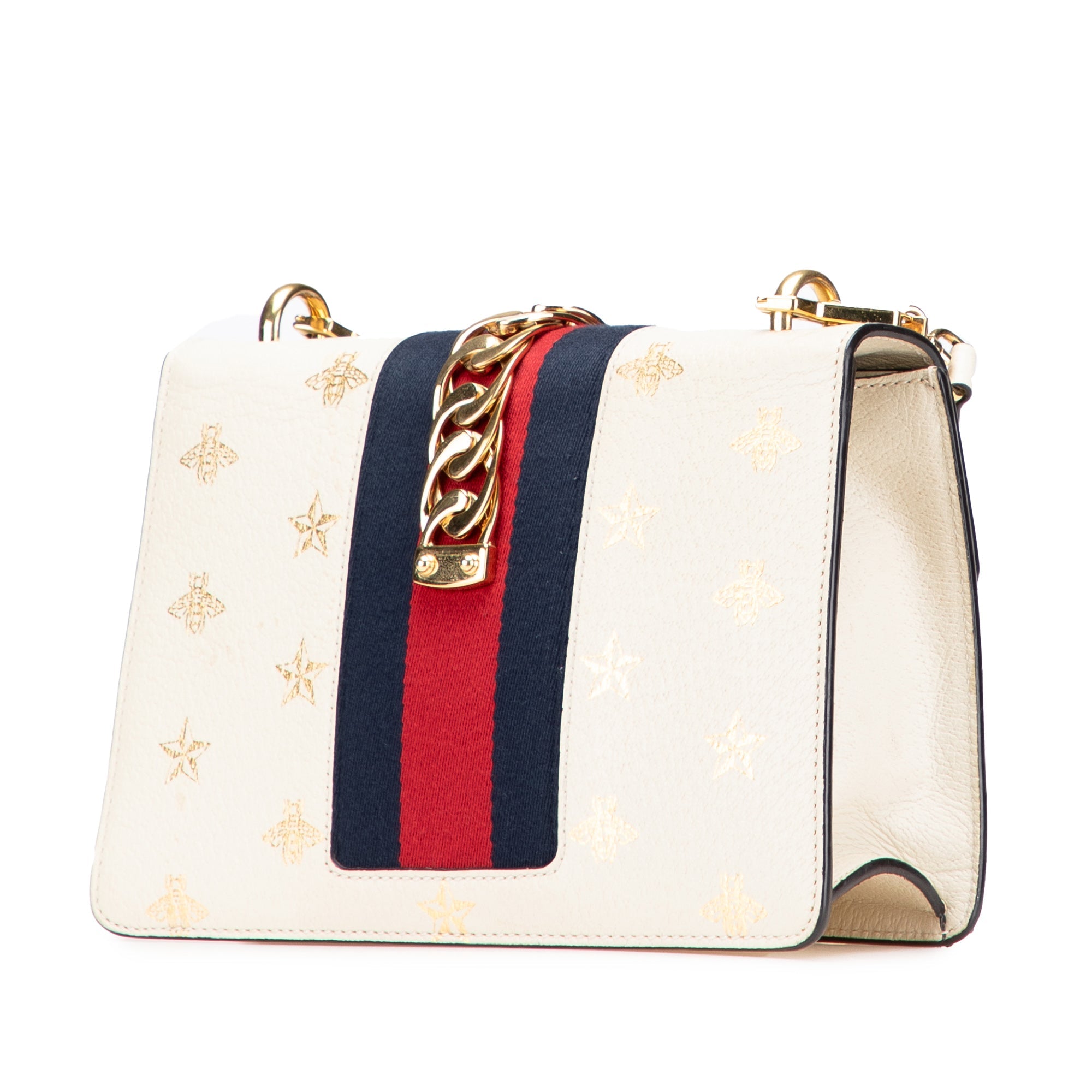 Gucci Small Leather Bee Star Sylvie Satchel - The Boutique