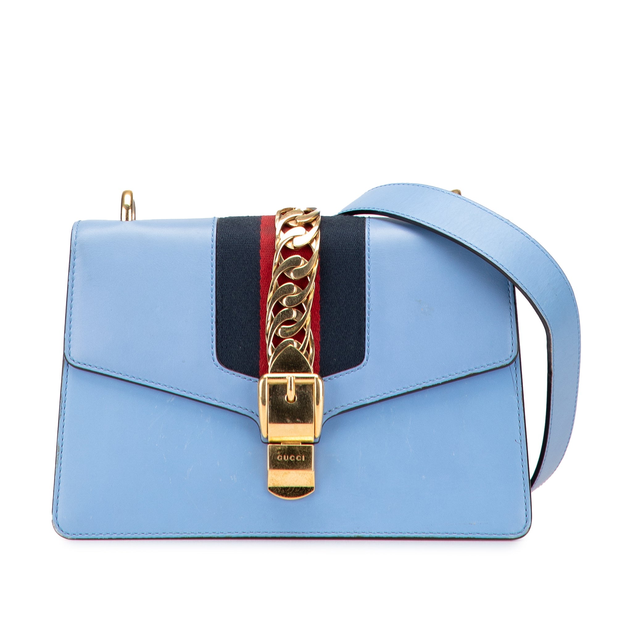 Gucci Small Leather Sylvie Web Satchel - The Boutique
