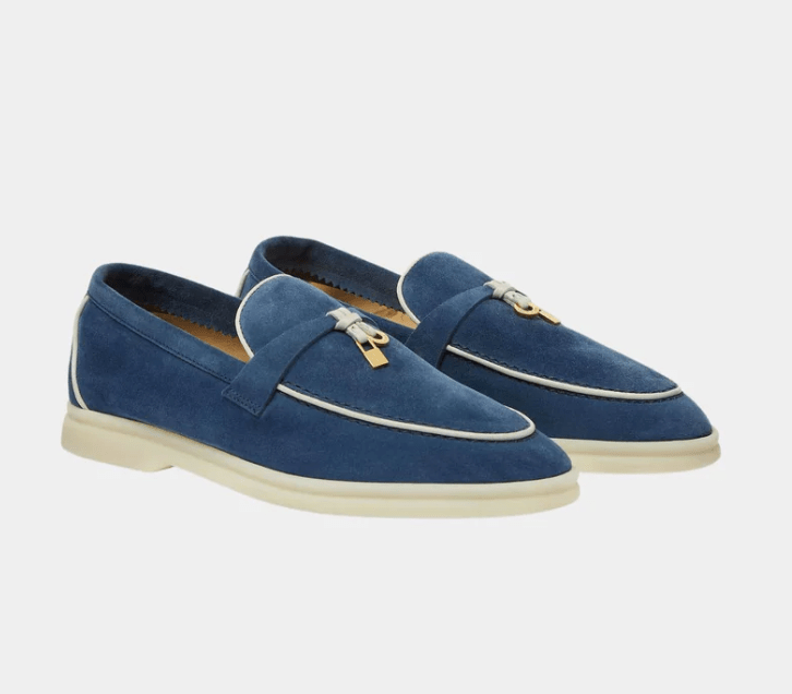 Loro Piana Summer Charms Walk Loafers Suede Goatskin "Ocean Heart" - The Boutique