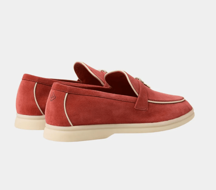 Loro Piana Summer Charms Walk Loafers Suede Goatskin "Windsor Red" - The Boutique